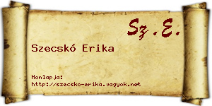 Szecskó Erika névjegykártya