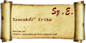 Szecskó Erika névjegykártya